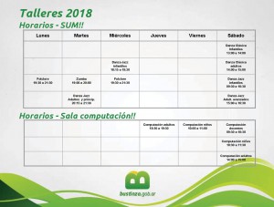 Talleres 2018 - Horarios