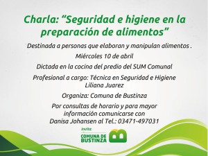 Charla de Seg. e higiene en alimentos